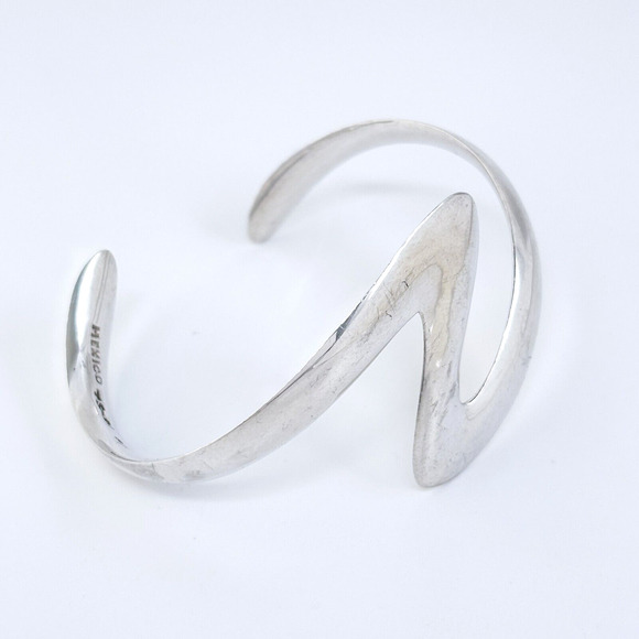 Vintage OuiSi Mexico Taxco TS-01 Sterling Silver 925 Zigzag Cuff Bracelet 6" - Picture 2 of 10